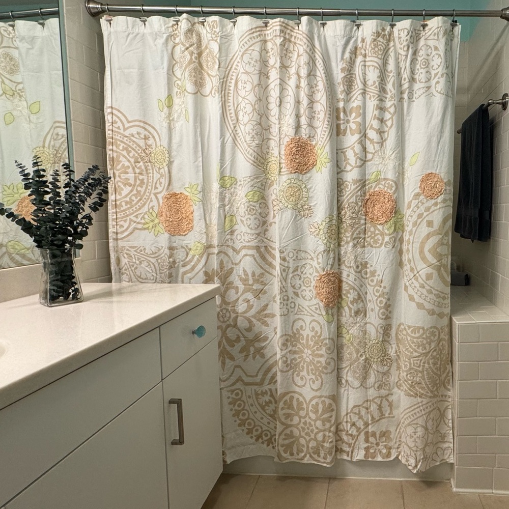 Anthropologie Bursting Blooms Shower Curtain - RARE